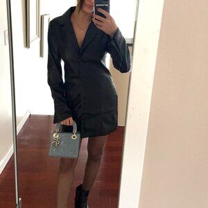 Abercrombie Vegan Leather Blazer Dress Black Size S